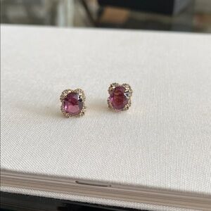 Small purple with crystal stones vintage earrings
